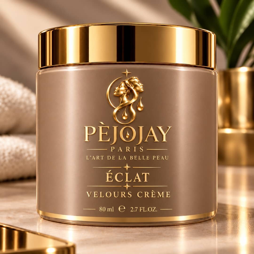 PÈJOJAY Éclat Velours Crème in a gold-lidded jar